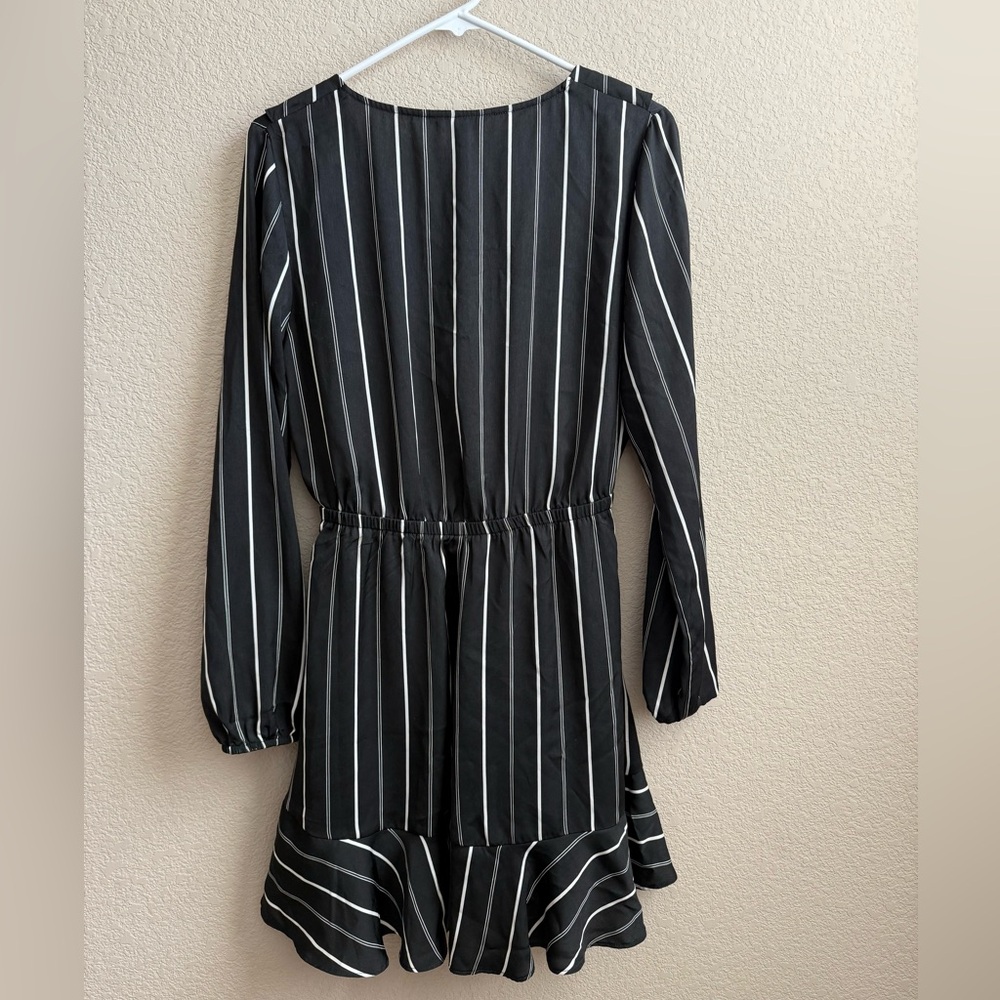 Express Striped Ruffle Wrap Dress - Picture 5 of 6